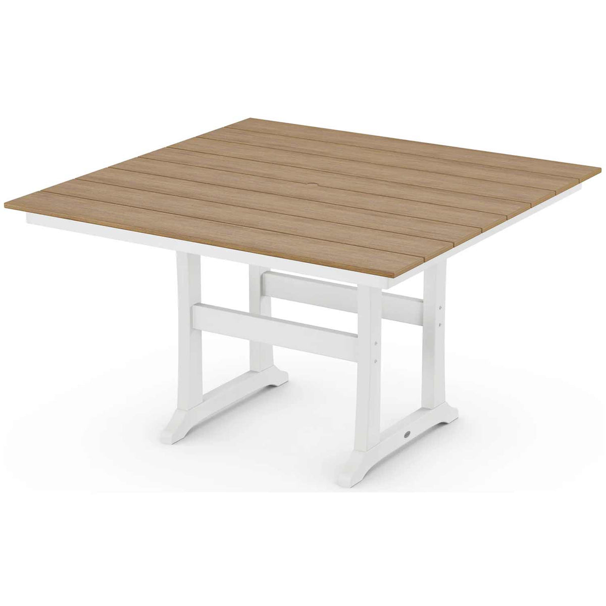 POLYWOOD® Table White / Natural POLYWOOD® Farmhouse Trestle 59" Counter Table - Select Accents - PLR85-T1L1