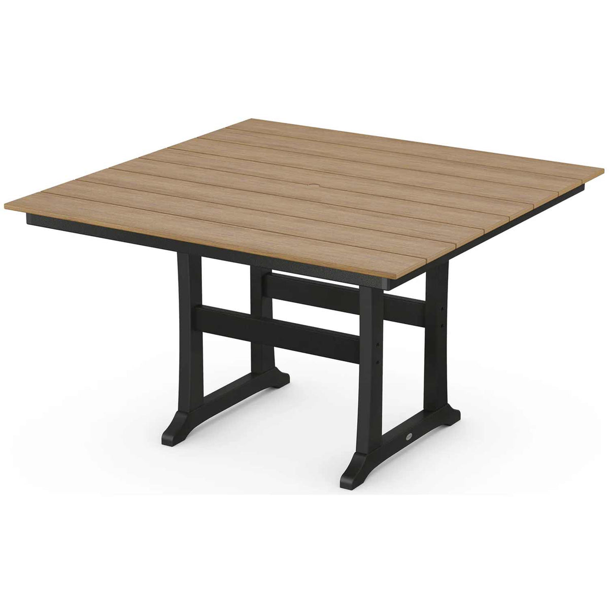 POLYWOOD® Table Black / Natural POLYWOOD® Farmhouse Trestle 59" Counter Table - Select Accents - PLR85-T1L1