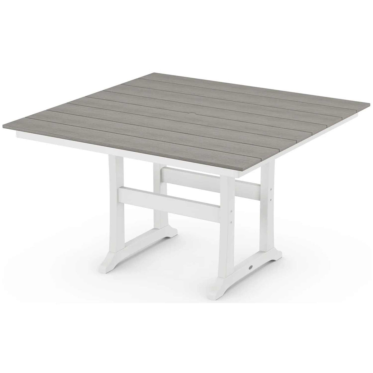 POLYWOOD® Table White / Driftwood POLYWOOD® Farmhouse Trestle 59" Counter Table - Select Accents - PLR85-T1L1