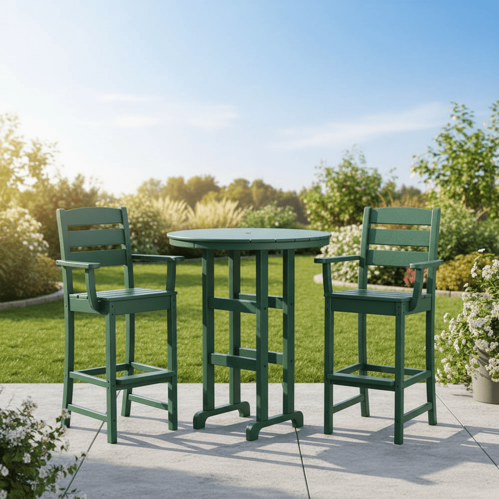 POLYWOOD® Lakeside 3-Piece Round Bar Arm Chair Set - PWS612-1