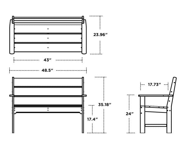POLYWOOD® Lakeside 48" Bench - MNB481 Benches POLYWOOD®