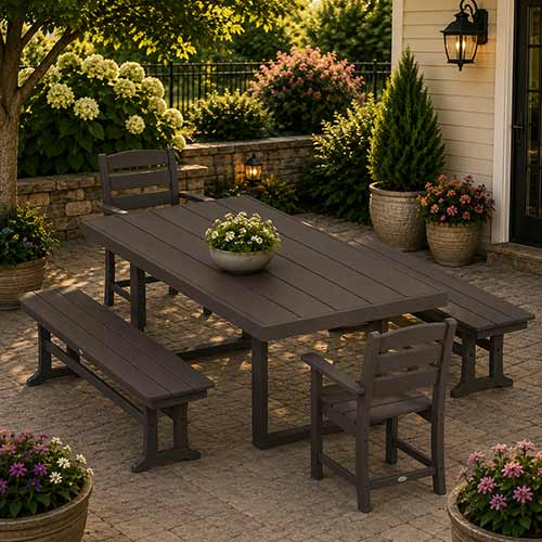 POLYWOOD® Lakeside 5-Piece Dining Set with Benches - PWS877-1