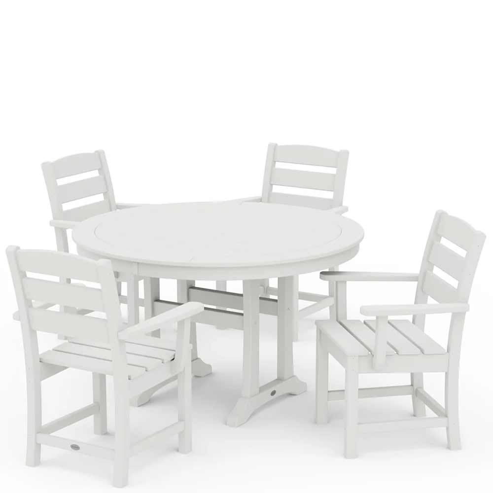 POLYWOOD® Lakeside 5-Piece Round Dining Set with Trestle Legs - PWS1124-1