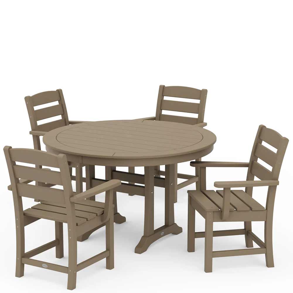 POLYWOOD® Lakeside 5-Piece Round Dining Set with Trestle Legs - PWS1124-1