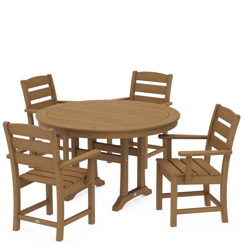 POLYWOOD® Lakeside 5-Piece Round Dining Set with Trestle Legs - PWS1124-1