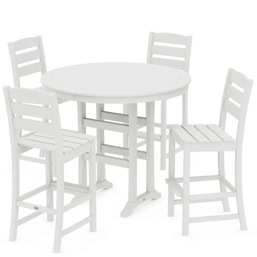 POLYWOOD® Lakeside 5-Piece Round Farmhouse Side Chair Bar Set - PWS616-1