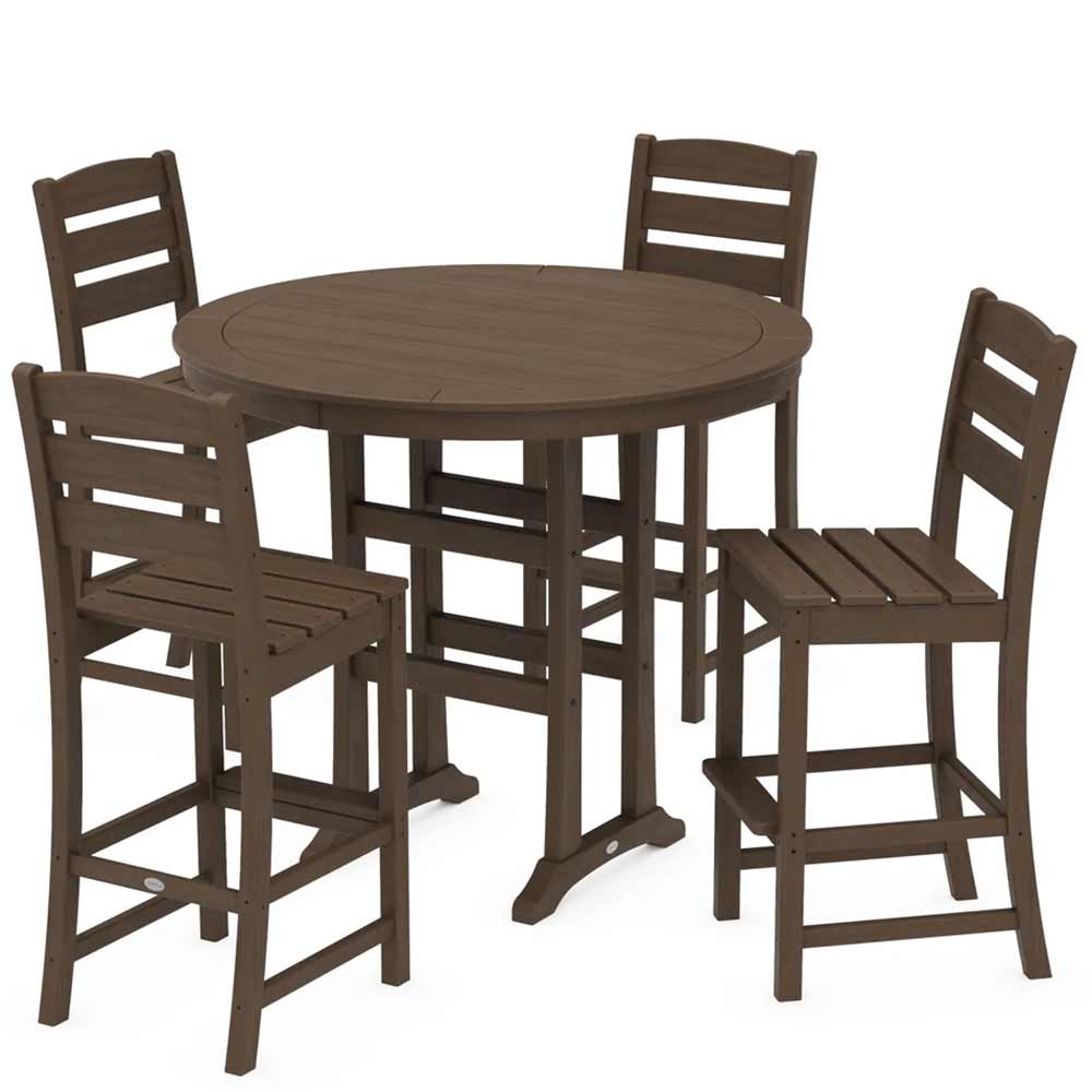 POLYWOOD® Lakeside 5-Piece Round Farmhouse Side Chair Bar Set - PWS616-1