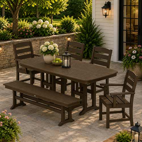 POLYWOOD® Lakeside 6-Piece Dining Set with Bench - PWS1271-1
