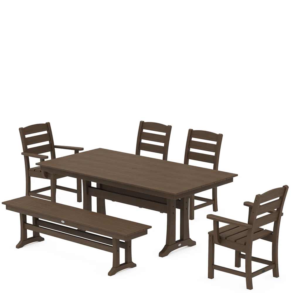 POLYWOOD® Lakeside 6-Piece Farmhouse Dining Set With Trestle Legs - PWS1007-1