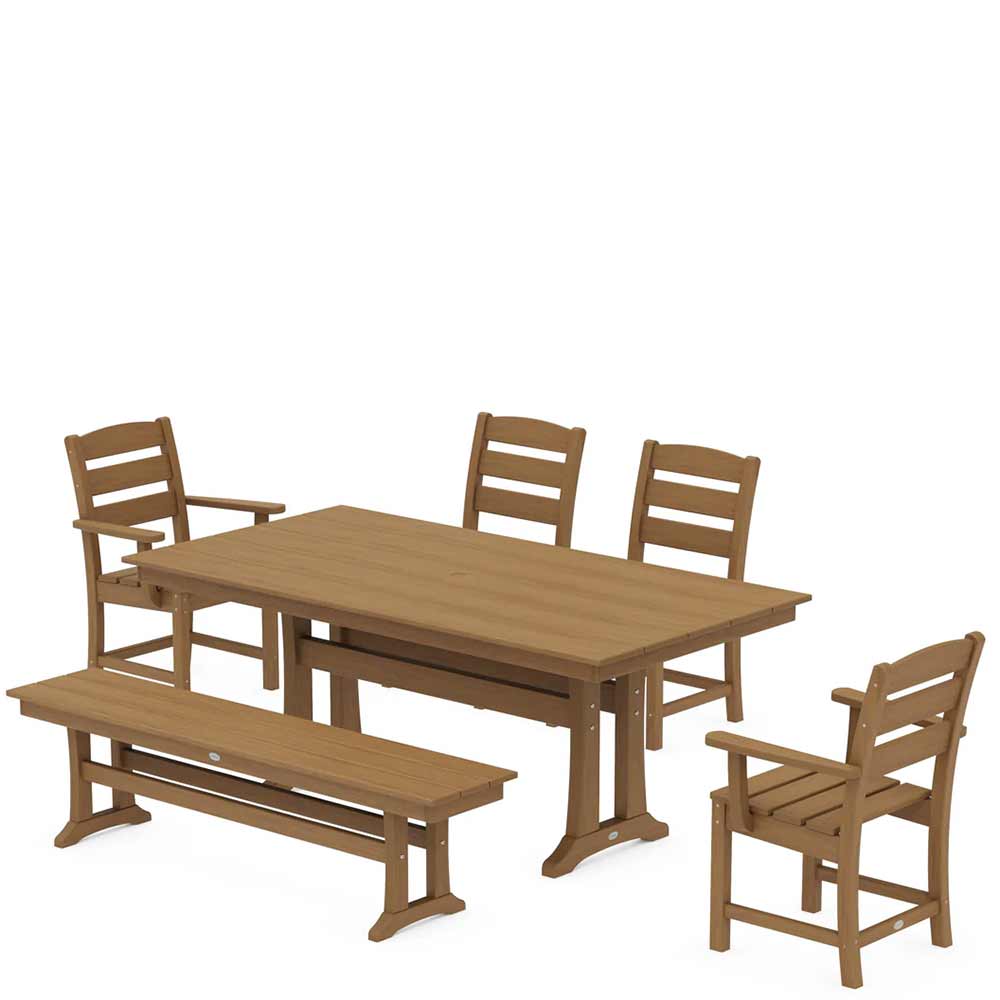 POLYWOOD® Lakeside 6-Piece Farmhouse Dining Set With Trestle Legs - PWS1007-1