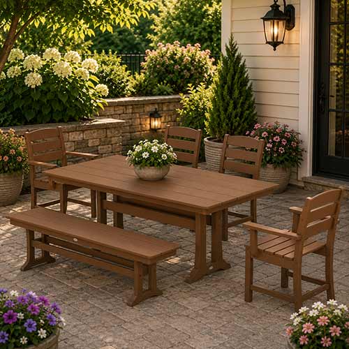 POLYWOOD® Lakeside 6-Piece Farmhouse Dining Set With Trestle Legs - PWS1007-1