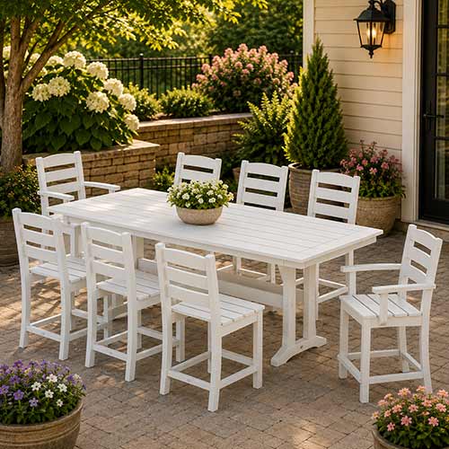 POLYWOOD® Lakeside 9-Piece Counter Set with Trestle Legs - PWS1923-1