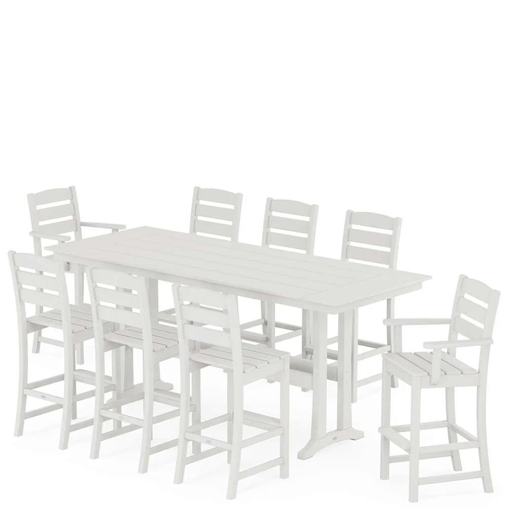 POLYWOOD® Lakeside 9-Piece Farmhouse Bar Set with Trestle Legs - PWS1907-1