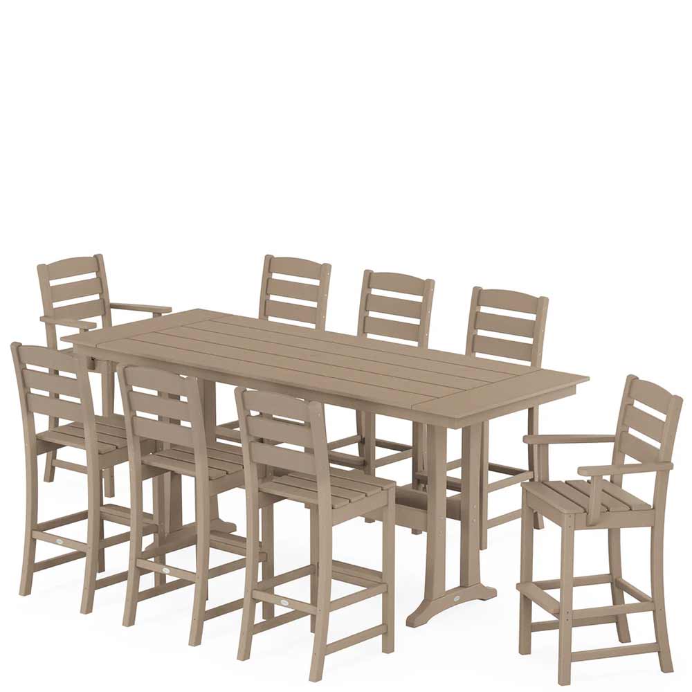 POLYWOOD® Lakeside 9-Piece Farmhouse Bar Set with Trestle Legs - PWS1907-1