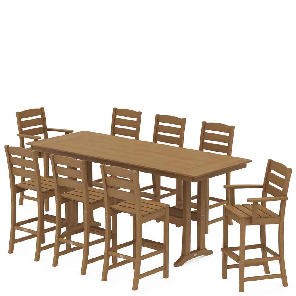 POLYWOOD® Lakeside 9-Piece Farmhouse Bar Set with Trestle Legs - PWS1907-1
