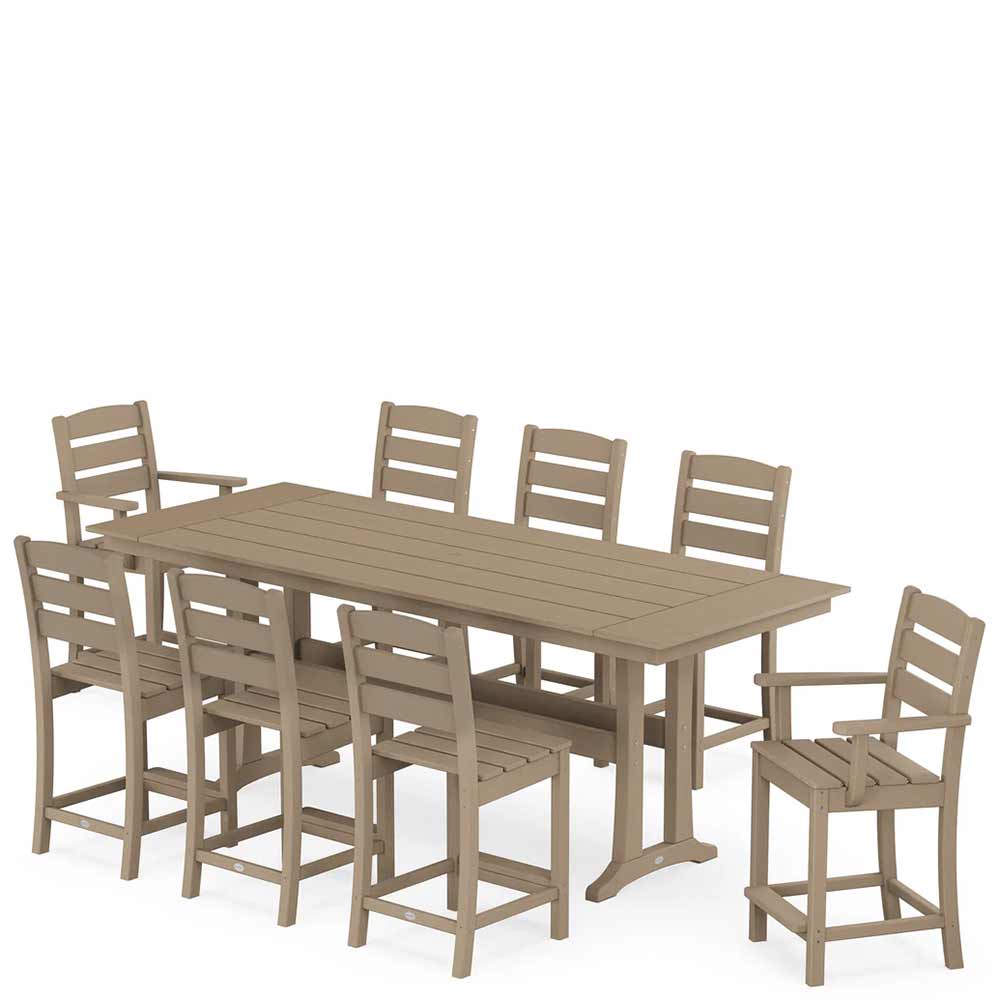 POLYWOOD® Lakeside 9-Piece Farmhouse Counter Set with Trestle Legs - PWS1890-1