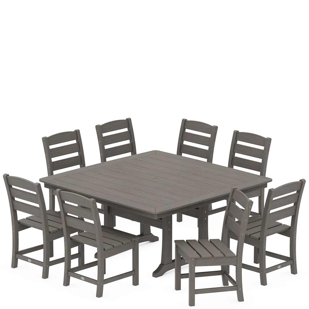 POLYWOOD® Lakeside 9-Piece Nautical Trestle Dining Set - PWS739-1
