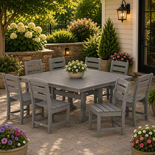 POLYWOOD® Lakeside 9-Piece Nautical Trestle Dining Set - PWS739-1