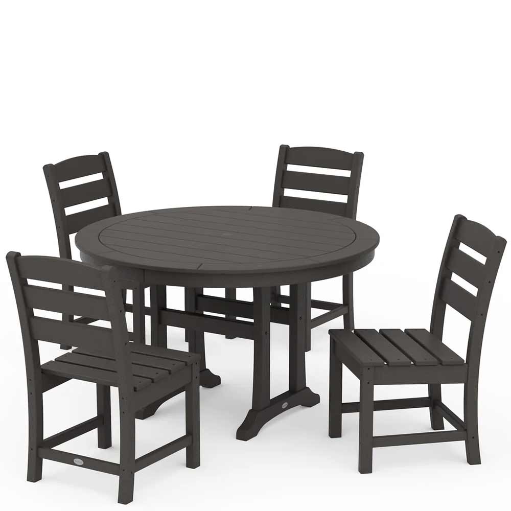 POLYWOOD® Lakeside Side Chair 5-Piece Round Dining Set With Trestle Legs - PWS1125-1