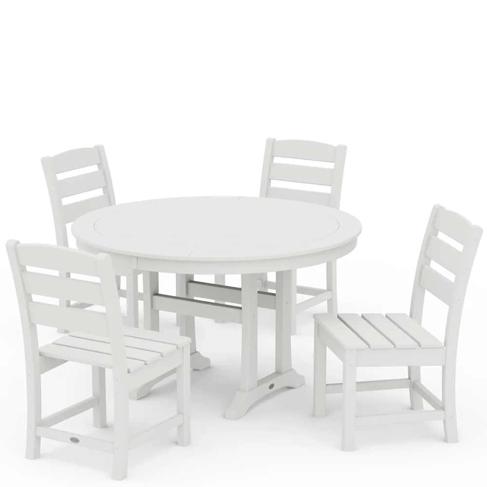 POLYWOOD® Lakeside Side Chair 5-Piece Round Dining Set With Trestle Legs - PWS1125-1