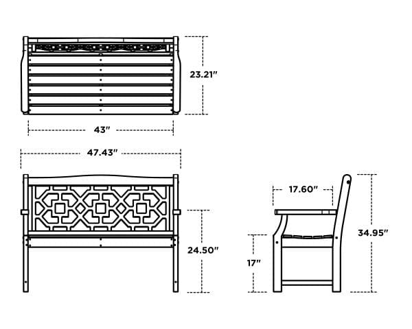 POLYWOOD® Martha Stewart Chinoiserie 48” Garden Bench - MSTGB481 Benches POLYWOOD®