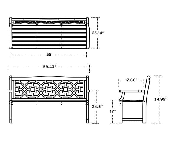 POLYWOOD® Martha Stewart Chinoiserie 60” Garden Bench - MSTGB601 Benches POLYWOOD®