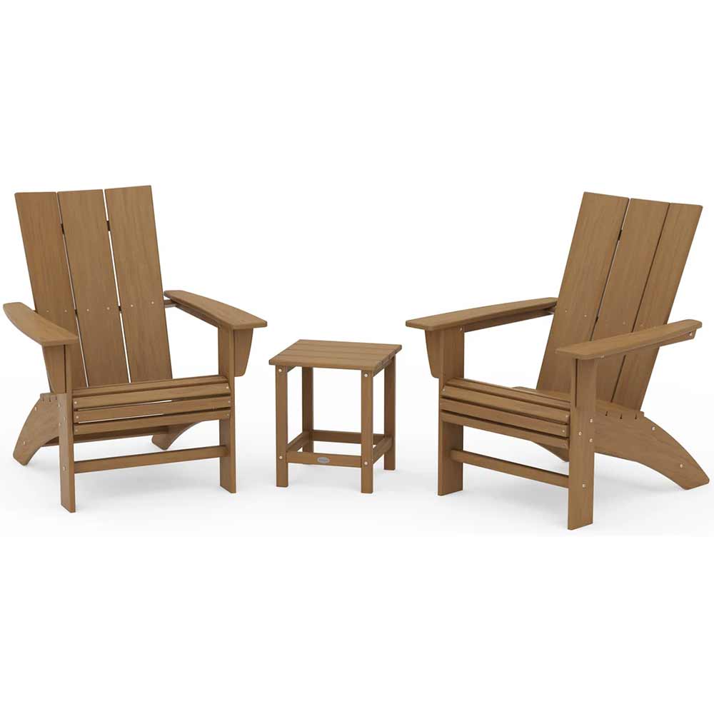 POLYWOOD® Modern 3-Piece Curveback Adirondack Set with Long Island 18" Side Table - PWS702-1