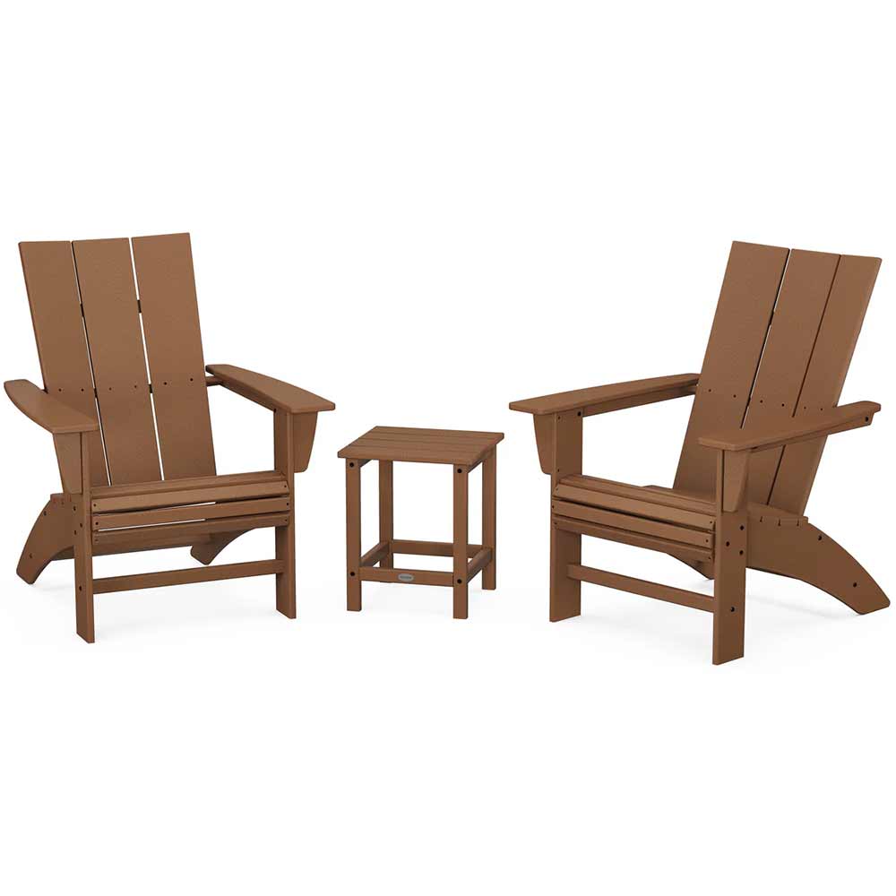 POLYWOOD® Modern 3-Piece Curveback Adirondack Set with Long Island 18" Side Table - PWS702-1