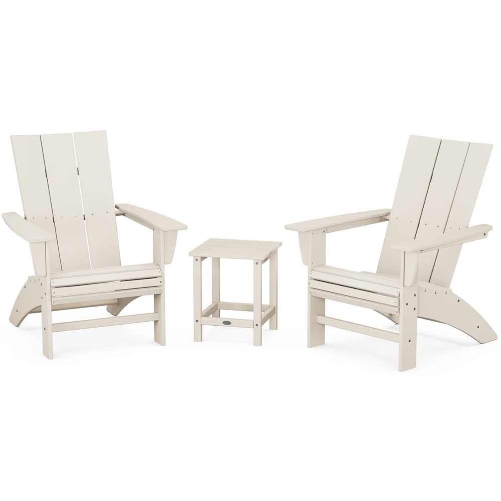 POLYWOOD® Modern 3-Piece Curveback Adirondack Set with Long Island 18" Side Table - PWS702-1
