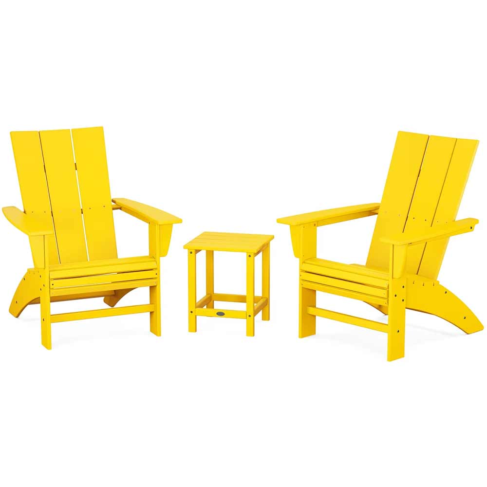 POLYWOOD® Modern 3-Piece Curveback Adirondack Set with Long Island 18" Side Table - PWS702-1