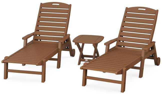 POLYWOOD® Nautical 3-Piece Chaise Set With Arms - PWS145-1 Chaise POLYWOOD®