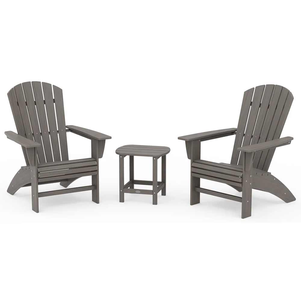 POLYWOOD® Nautical 3-Piece Curveback Adirondack Set - PWS419-1