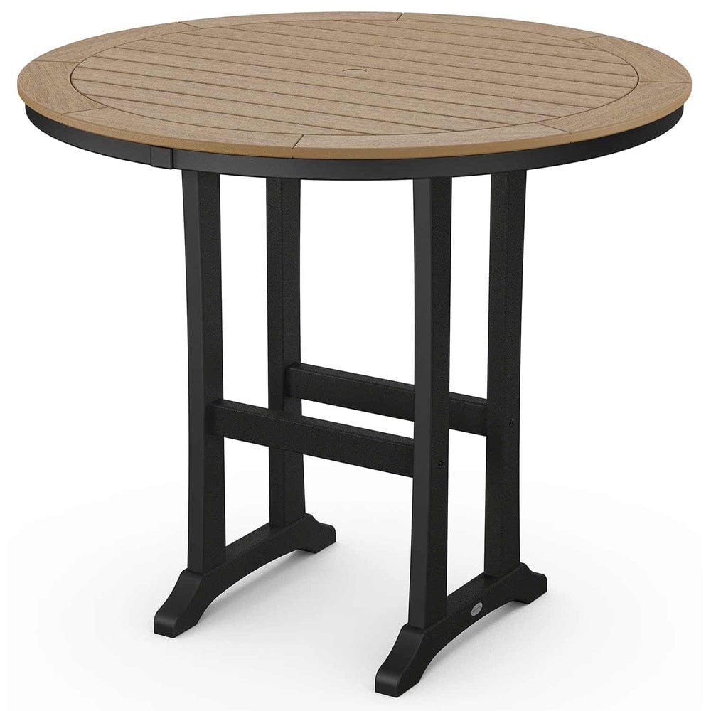 POLYWOOD® Nautical Trestle 48" Round Bar Table - Select Accents - RBT448-L1 Table POLYWOOD®