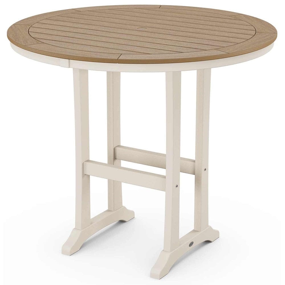 POLYWOOD® Nautical Trestle 48" Round Bar Table - Select Accents - RBT448-L1 Table POLYWOOD®