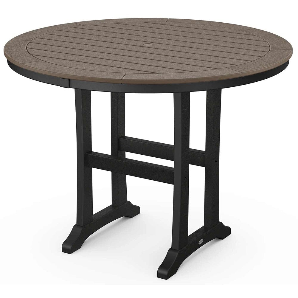 POLYWOOD® Nautical Trestle 48" Round Counter Table - Select Accents - RRT448-L1 Dining Table POLYWOOD®
