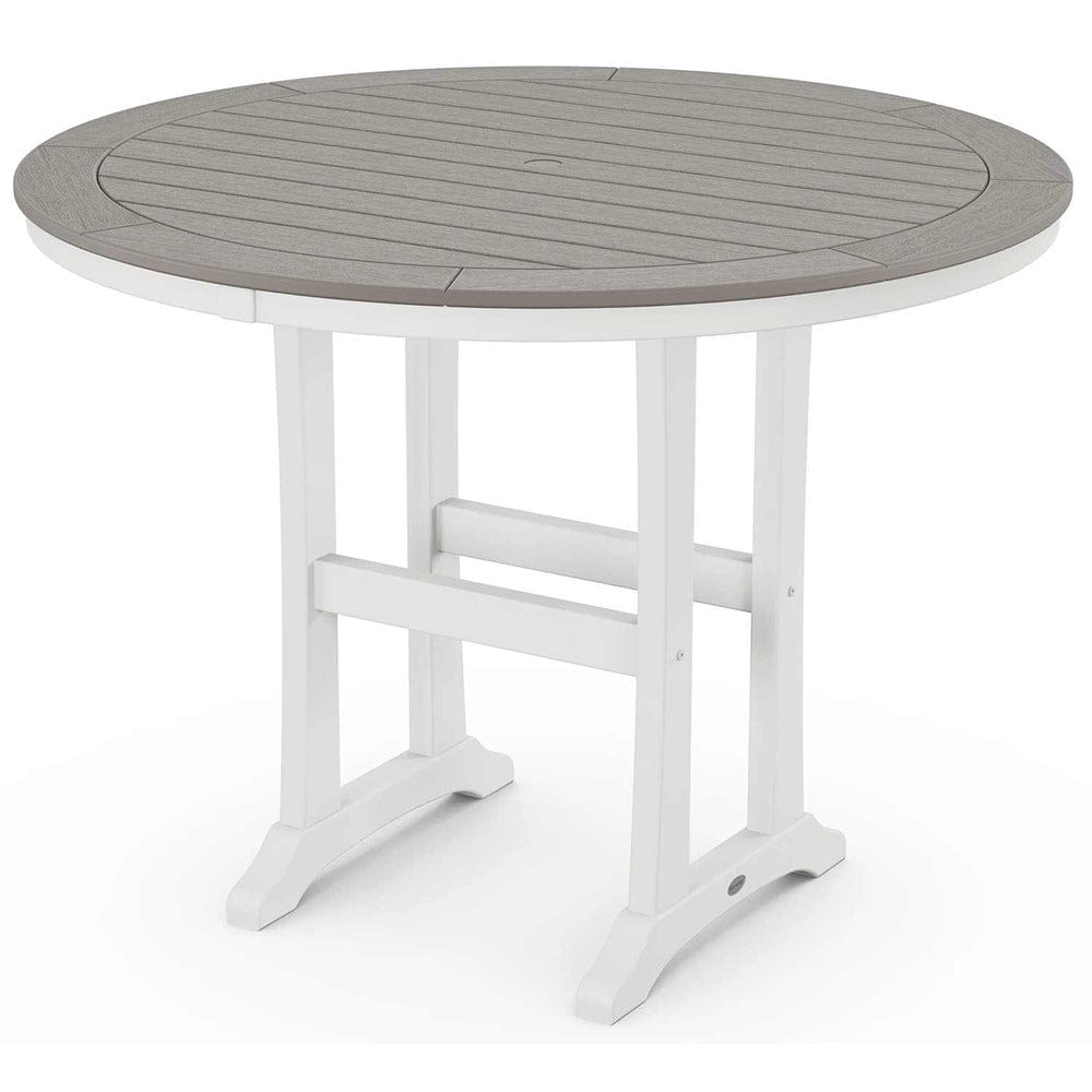 POLYWOOD® Nautical Trestle 48" Round Counter Table - Select Accents - RRT448-L1 Dining Table POLYWOOD®