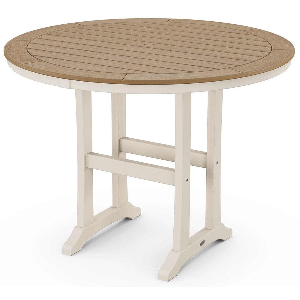 POLYWOOD® Nautical Trestle 48" Round Counter Table - Select Accents - RRT448-L1 Dining Table POLYWOOD®