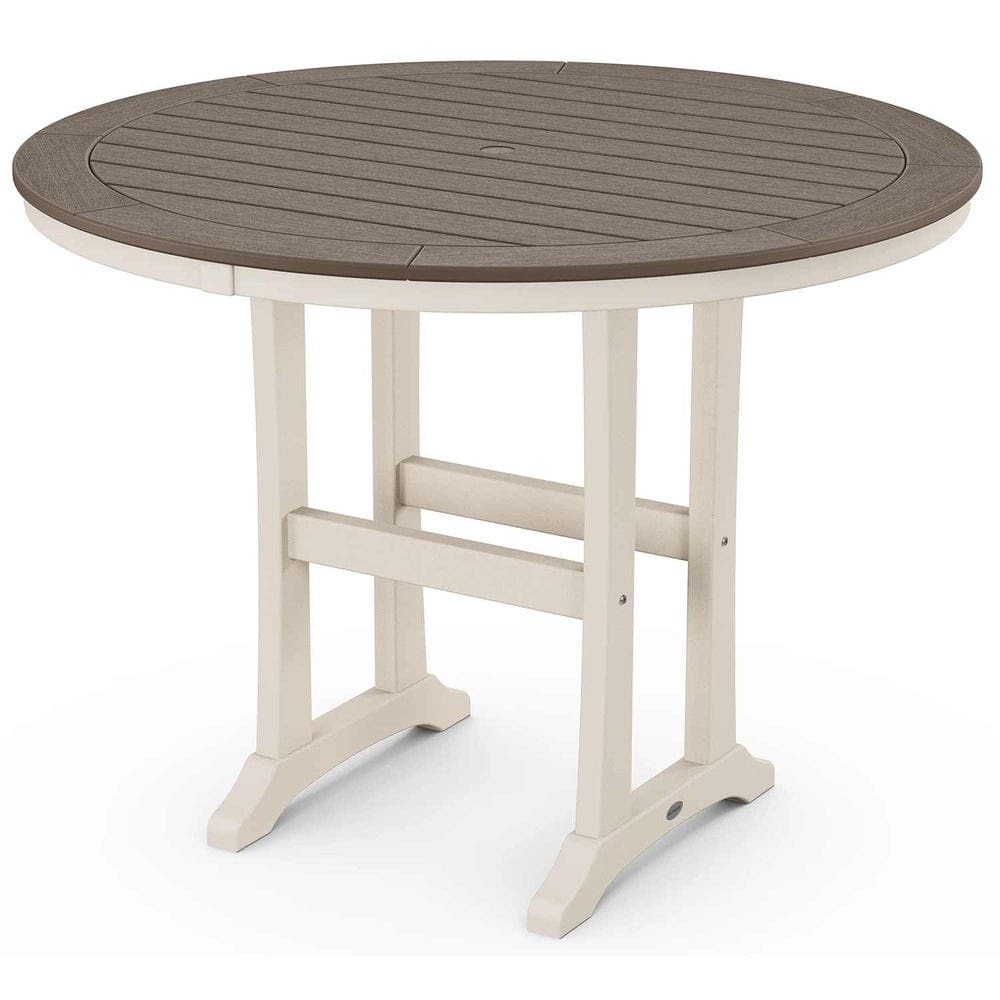 POLYWOOD® Nautical Trestle 48" Round Counter Table - Select Accents - RRT448-L1 Dining Table POLYWOOD®