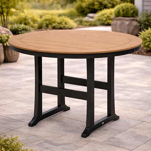 POLYWOOD® Nautical Trestle 60" Round Bar Table - Select Accents - RBT460-L1 Dining Table POLYWOOD®