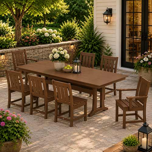 POLYWOOD® Oxford 9-Piece Farmhouse Dining Set with Trestle Legs - PWS2065-1