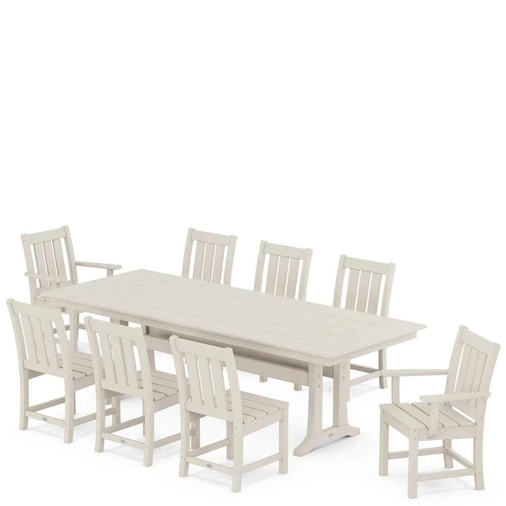 POLYWOOD® Oxford 9-Piece Farmhouse Dining Set with Trestle Legs - PWS2065-1