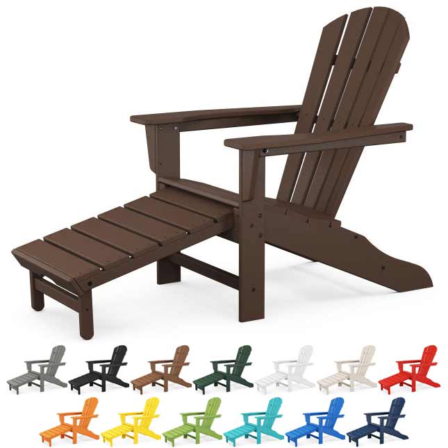 POLYWOOD® Palm Coast Ultimate Adirondack with Hideaway Ottoman - HNA15 Adirondack Chair POLYWOOD®