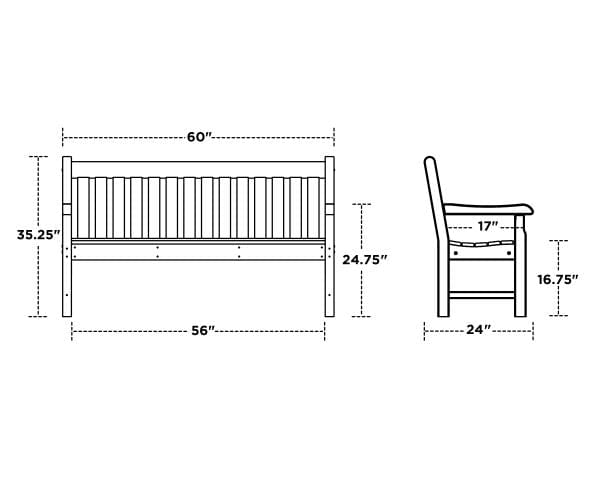 POLYWOOD® Rockford 60" Bench - RKB60 Benches POLYWOOD®
