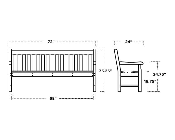 POLYWOOD® Rockford 72" Bench - RKB72 Benches POLYWOOD®