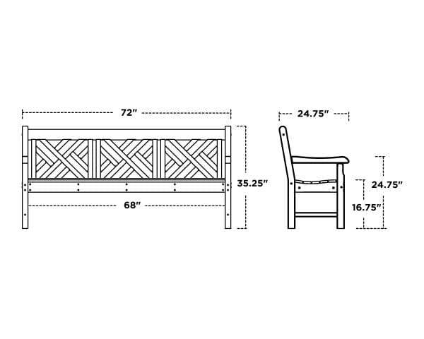 POLYWOOD® Rockford 72" Chippendale Bench - RKCB72 Benches POLYWOOD®