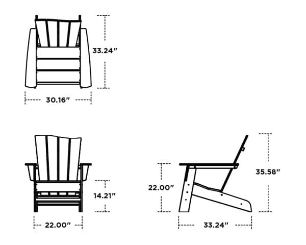 POLYWOOD® The Wave Chair Left - OCA22 Adirondack Chair POLYWOOD®