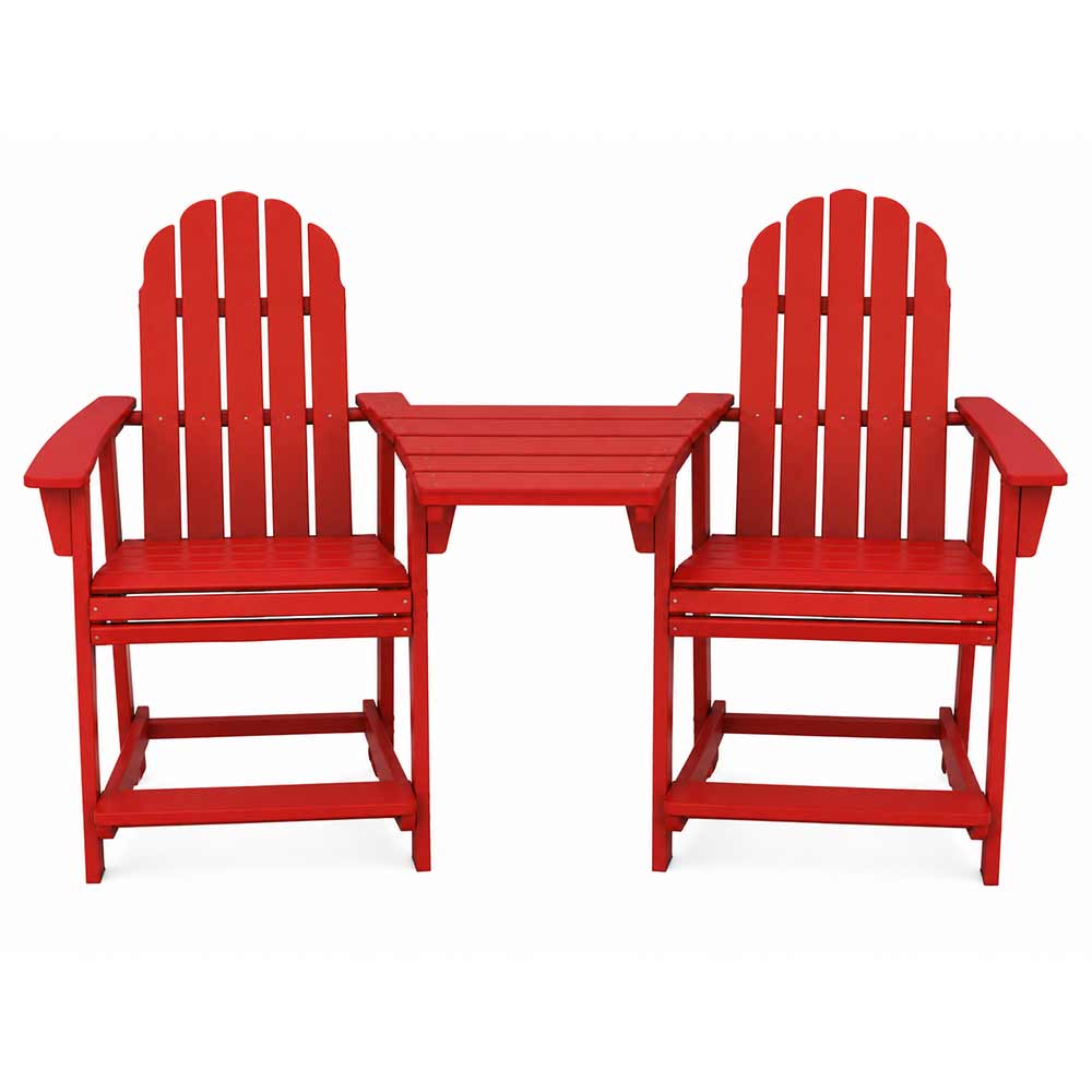 POLYWOOD® Vineyard 2 Curveback Adirondack Counter Chairs & Angled Adirondack Dining Connecting Table