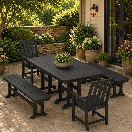POLYWOOD® Vineyard 5-Piece Dining Set with Benches - PWS1283-1