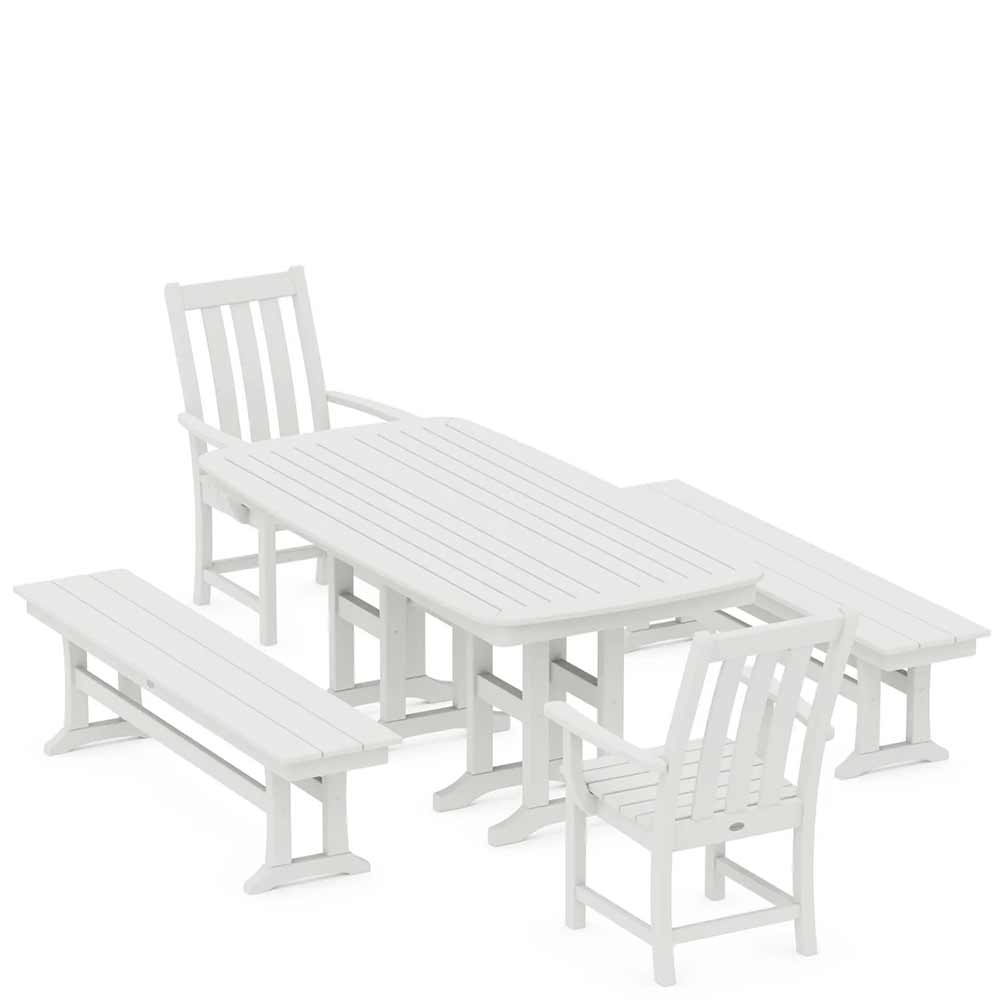 POLYWOOD® Vineyard 5-Piece Dining Set with Benches - PWS1283-1