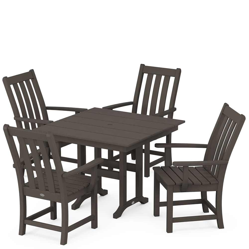 POLYWOOD® Vineyard 5-Piece Farmhouse Dining Set - PWS1166-1